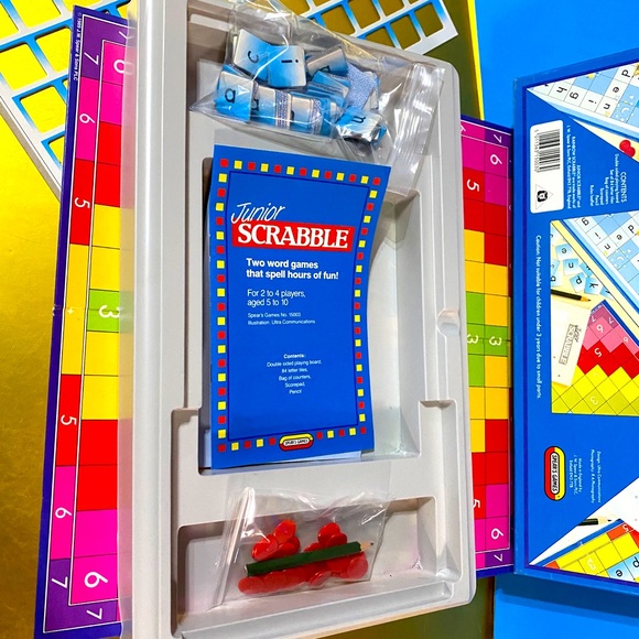 JUNIOR SCRABBLE VTG 1989 2 WORD GAMES RAINBOW & WORDS & PICTURES SCRABBLE GAME - Picture 6 of 14